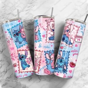 Valentine's Day Themed Tumbler - Stitch and Angel 20oz Stained Steel Tumbler
